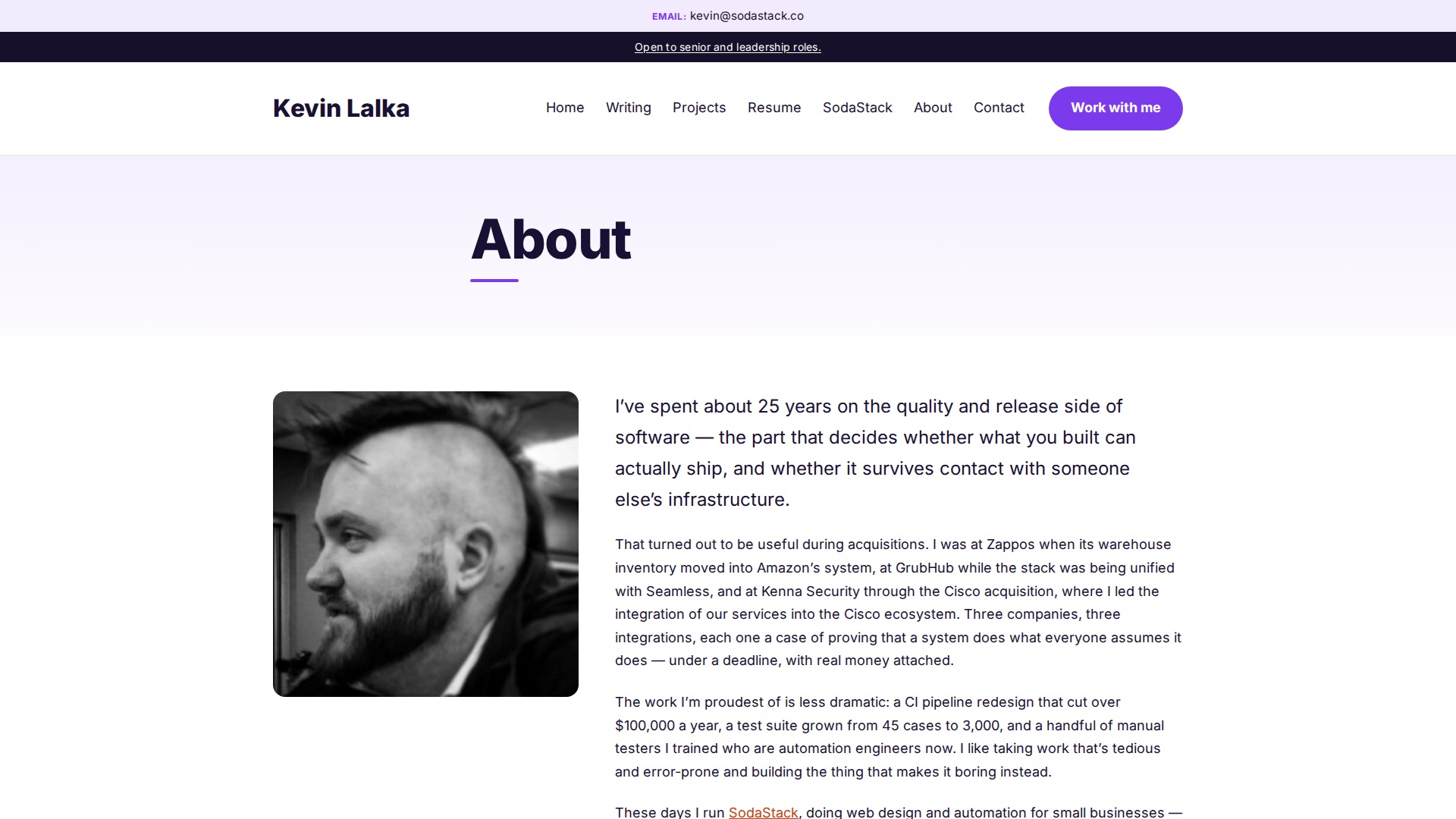 Refresh reference about page: portrait beside a first-person bio