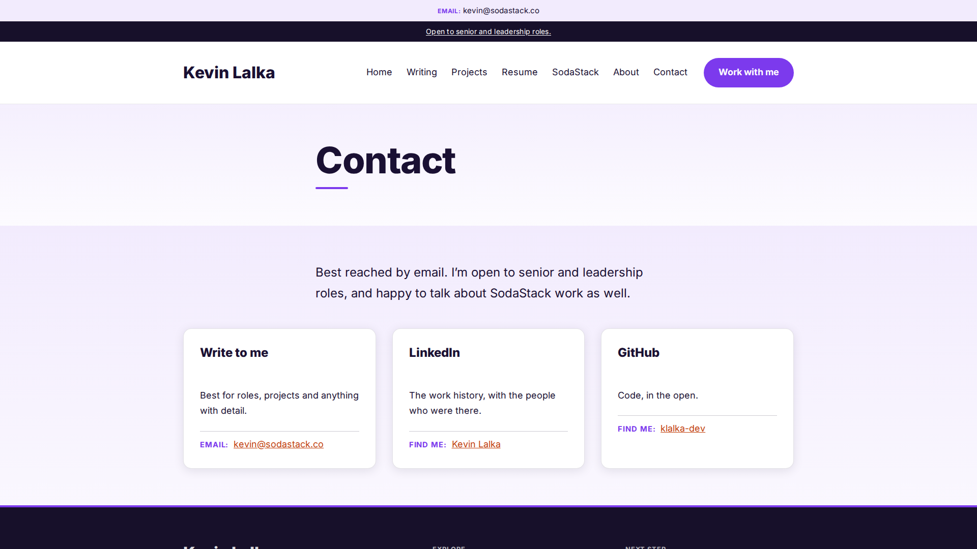Refresh reference contact page: three labeled ways to reach the person