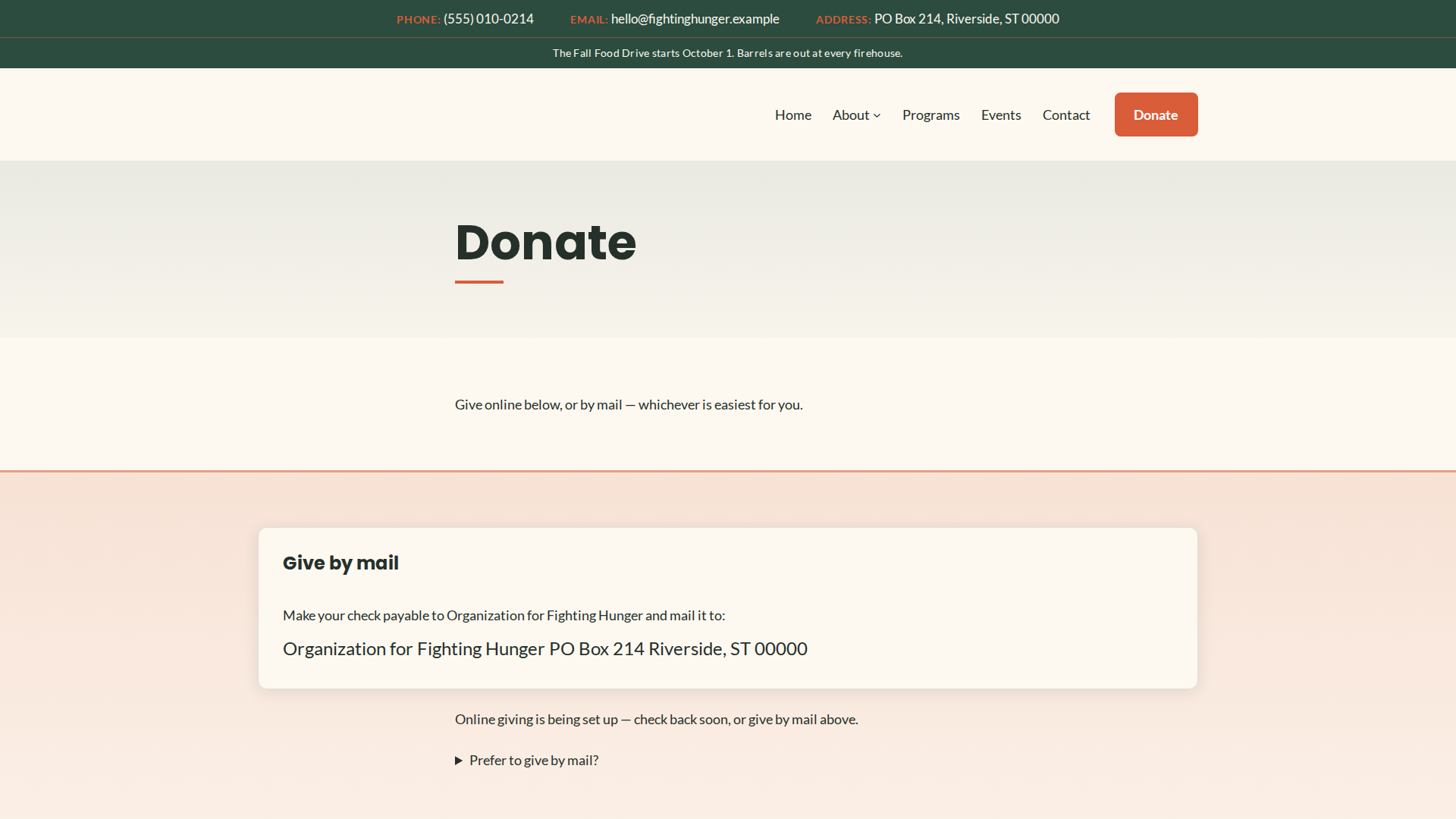 Uplift demo giving page: ways to give and where gifts go